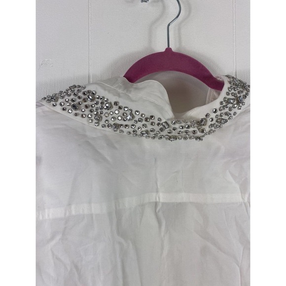 NWT Talbot's White Cotton Rhinestone Collared Long Sleeved Button Down Shirt 18 - Picture 6 of 6